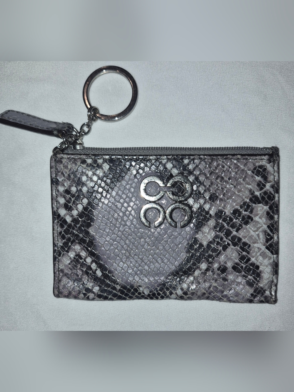 Coach Madison Python Embossed Key Chain Zippered Coin And Card Case